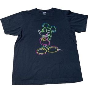 UNIQLO DISNEY 5T Mickey Neon T-Shirt kids size 120cm Black Short Sleeve